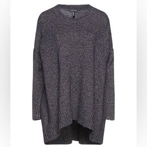 Eileen Fisher Dark Purple Thick Knit High Low Sweater